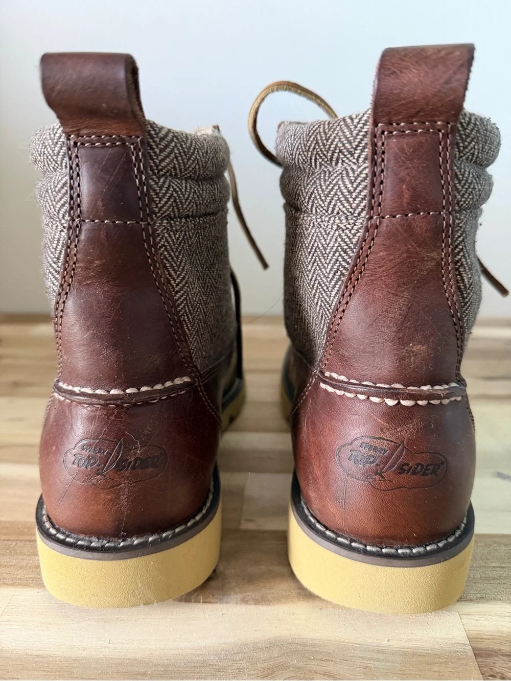 Sperry Top-Sider Men’s Leather & Herringbone Tweed Moc-Toe Boot Size 8